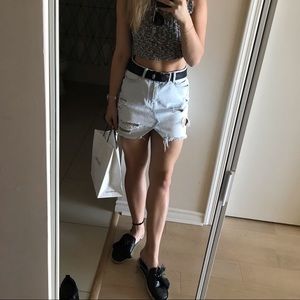 ZARA ripped denim skirt
